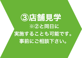 ③店舗見学※②と同日に実施することも可能です。事前にご相談下さい。