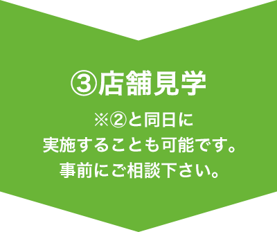 ③店舗見学※②と同日に実施することも可能です。事前にご相談下さい。